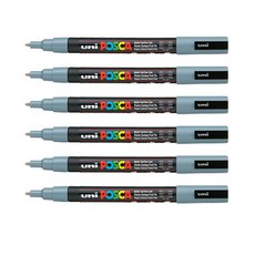 POSCA 細字水性麥克筆 PC-3M 灰色, 6個, 1 種顏色