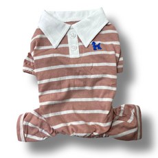 Caniche 狗狗條紋純棉四腳衣, 粉紅色