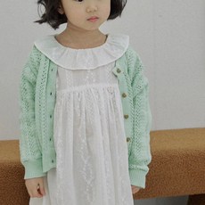 女童春秋款寬鬆粉彩針織開襟衫