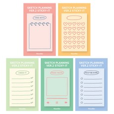 모노라이크 스티키 점착메모지 5종 세트 스케치 플래닝 Ver 2, Take note 외 4개, 1세트