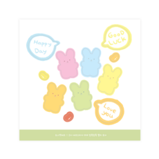 Donna&deco Goody 五彩繽紛裝飾貼紙 11款 x 20張 套組, 20頁, 004 果凍兔子