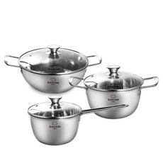 까사니 인덕션 IH 리베또 스텐 냄비 세트, 편수냄비 18cm + 양수냄비 20cm + 전골냄비 26cm, 3개