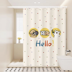 코다치프 욕실 드로잉 방수 화장실 목욕 샤워커튼, 심플 욕실 12, 1개