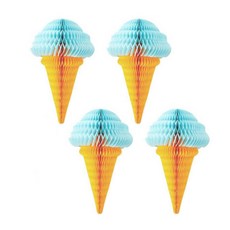 Maket Gamseong 冰淇淋蜂巢花朵紙裝飾 4入, 藍色