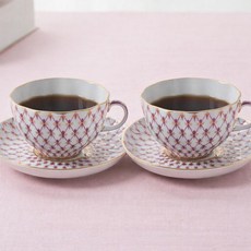 임페리얼포슬린 티잔 2p + 소서 2p 세트, 넷블루스 튤립, 1세트