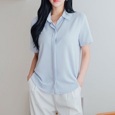 Dearlola 女款防皺隱藏鈕扣短袖襯衫 II_S015