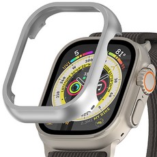 신지모루 애플워치 메탈 프레임 베젤링 커버 케이스, 실버