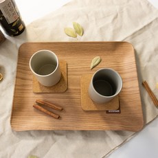 로흐야 국산 로야 우드무늬 논슬립 웨이브 펄프 카페 트레이, 브라운, 2개