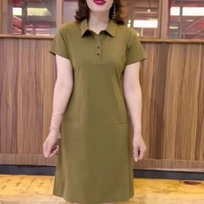 엘쏘 카라넥 쓰리버튼 반팔 데일리 원피스 빅사이즈 포함