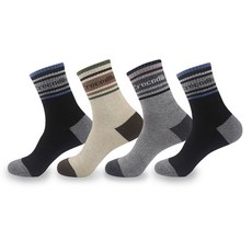 Crocodile 鱷魚 男士運動緩震羅紋中筒襪 4雙組 CD351, 混色, 1套