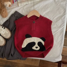 Arbe 兒童款躲貓貓熊貓針織背心