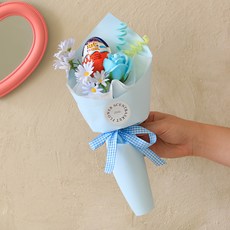 센트바스켓 스윗블룸 킨더조이 꽃다발, 스카이(꽃), 랜덤발송(킨더조이)