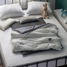 에코데코 고밀도 순면 유아 차렵이불, 화이트 + 차콜