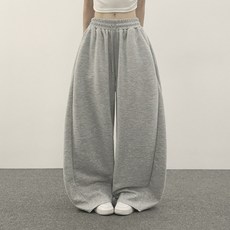 With Huilin 女款長/短版絨毛側邊細褶寬版運動鬆緊長褲