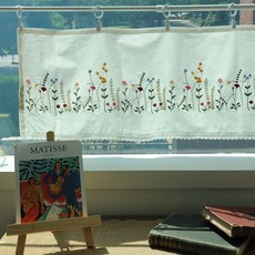 Heim&Heim花路花園刺繡廚房門簾, 象牙色+多色