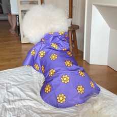 bydamsoomi 寵物花朵雨衣, 紫色