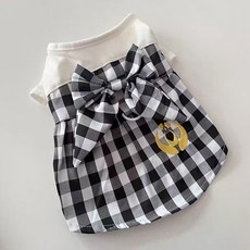 Coco studio 寵物Trophy格紋胸背帶式連身裙, 黑色, 1個