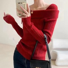 닷이프 여성용 하이퀄리티 오프숄더 니트