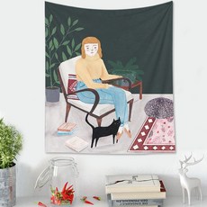 北歐插畫壁掛織物海報 薄布 + 夾子 111 GT3019 (11), 混合色