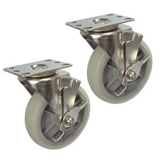 MASTER. S 不鏽鋼腳輪 輕量用 DS 22 系列 DS 2250 ELP-BK 12.7cm 不鏽鋼 無噪音 (白色)平面-煞車(BK), 2個