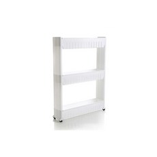 3層輪式縫隙儲物架, 白色的, 1個