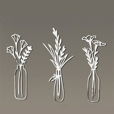 Home Flow 蘊含光芒的小花園 壓克力壁飾 3件組, 銀色