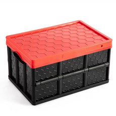 Unneya折疊收納箱 中型 30L, 黑+紅, 1個