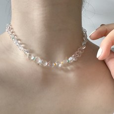 다주드 여성용 925 실버 투명 하트 비즈 은 멀티 하트 목걸이