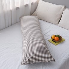 FORHOME 手工製作粉彩格紋身體枕長抱枕套, 棕色