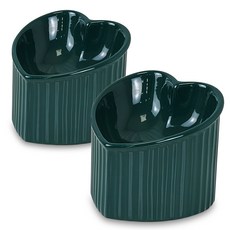 모나지오 반려동물 경사형 러브 도자기 식기 2p 세트, 1세트, 그린