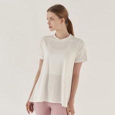 녹족 여성용 프릴리 루즈핏 요가 필라테스 반팔 티셔츠