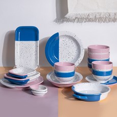 Ardin France Essential 4人韓式餐具組 21p, 21種, 1套, 粉紅色 + 藍色