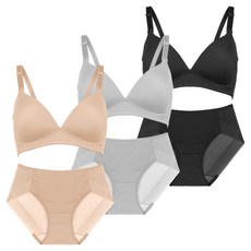 볼리쉬 몰드 노와이어 보정 브라 3종 + 팬티 3종 세트