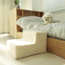 DING DONG PET 寵物用柔軟超細纖維海綿階梯, 1個, 象牙白