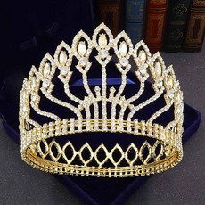 LUNA GLAM 自助婚紗頂級時尚水鑽皇冠, 1個, 香檳金(LUD146)