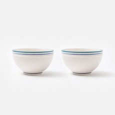 ssueim Retro陶瓷鑲邊碗, 2個, 深藍色