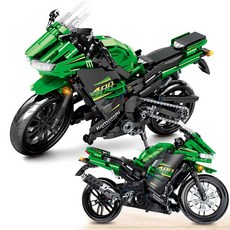 SEMBO BLOCK 綠色摩托車樂高兼容積木, 混色