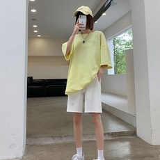 Sudaku 女款休閒寬鬆腰頭五分運動褲