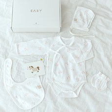 베이비앤아이 배냇슈트 + 턱받이 + 모자 + 손싸개 세트