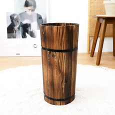 JOART 自然風室內裝飾碳化木圓形花盆, 木色, 1個