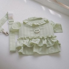 바비스영 반려동물 슈크레 하네스 옷 + 리드줄 세트, 소프트 그린티, 1세트