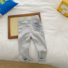 BEBENIZ 孩童小熊刺繡條紋內搭褲