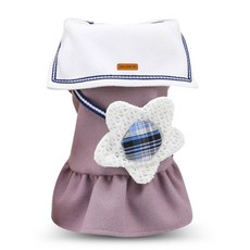 DING DONG PET 寵物格紋花朵水手領洋裝, 紫色