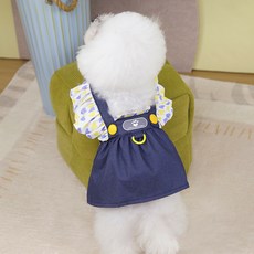 PASTEL PET 寵物丹寧愛心荷葉邊連身裙, 1個, B款