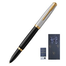 PARKER 51 高級黑色 GT 鋼筆 + 墨盒 + 禮品套組, 黑色, F