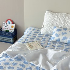 FRAMBOISE 兒童用 Summer Cuddle 人造絲 Coolism 涼感單層薄被, 藍色