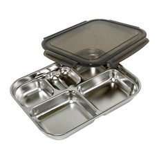 不鏽鋼身材管理5格餐盤+蓋子+沙拉2格餐盤組, 單色