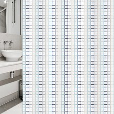 北歐風格浴簾 SC468 S號 1520*1880mm+塑膠掛鉤 12入+白色窗簾桿組合, 多彩(混合)顏色, 1套