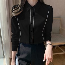 LUNA GIRL 拼接線條女襯衫