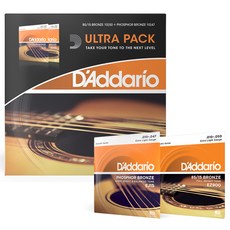 D'Addario 民謠吉他弦 Ultra Pack X LT 2種套組, 1套, 單一顏色, EZ900, EJ15